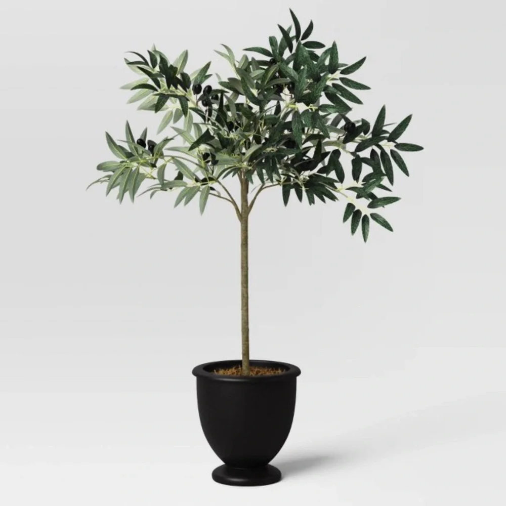 THRESHOLD NWT faux olive tree in pot -green/black -30”
